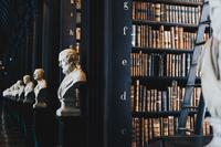 old statues in an old fashioned library