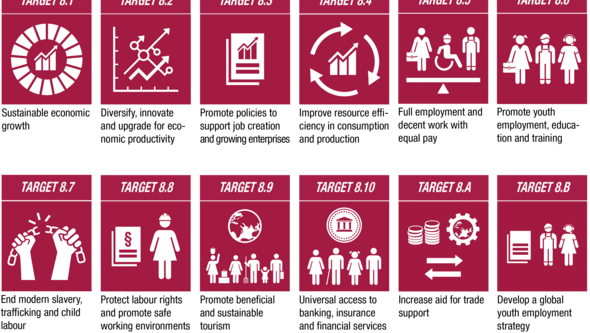 The twelve targets of SDG 8