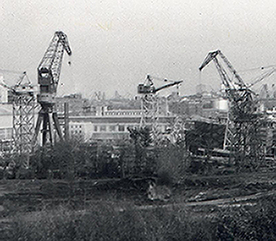 Historisk bild på Göteborgs hamn