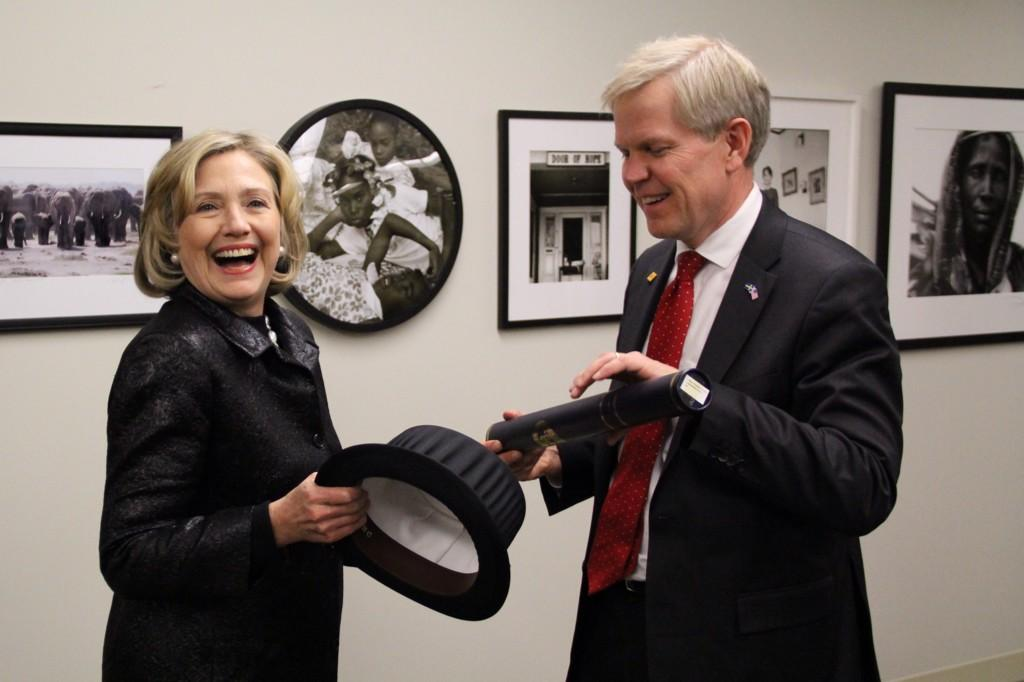 Hillary Clinton, former Secretary of State of the United States and Sweden’s US ambassador Björn Lyrvall