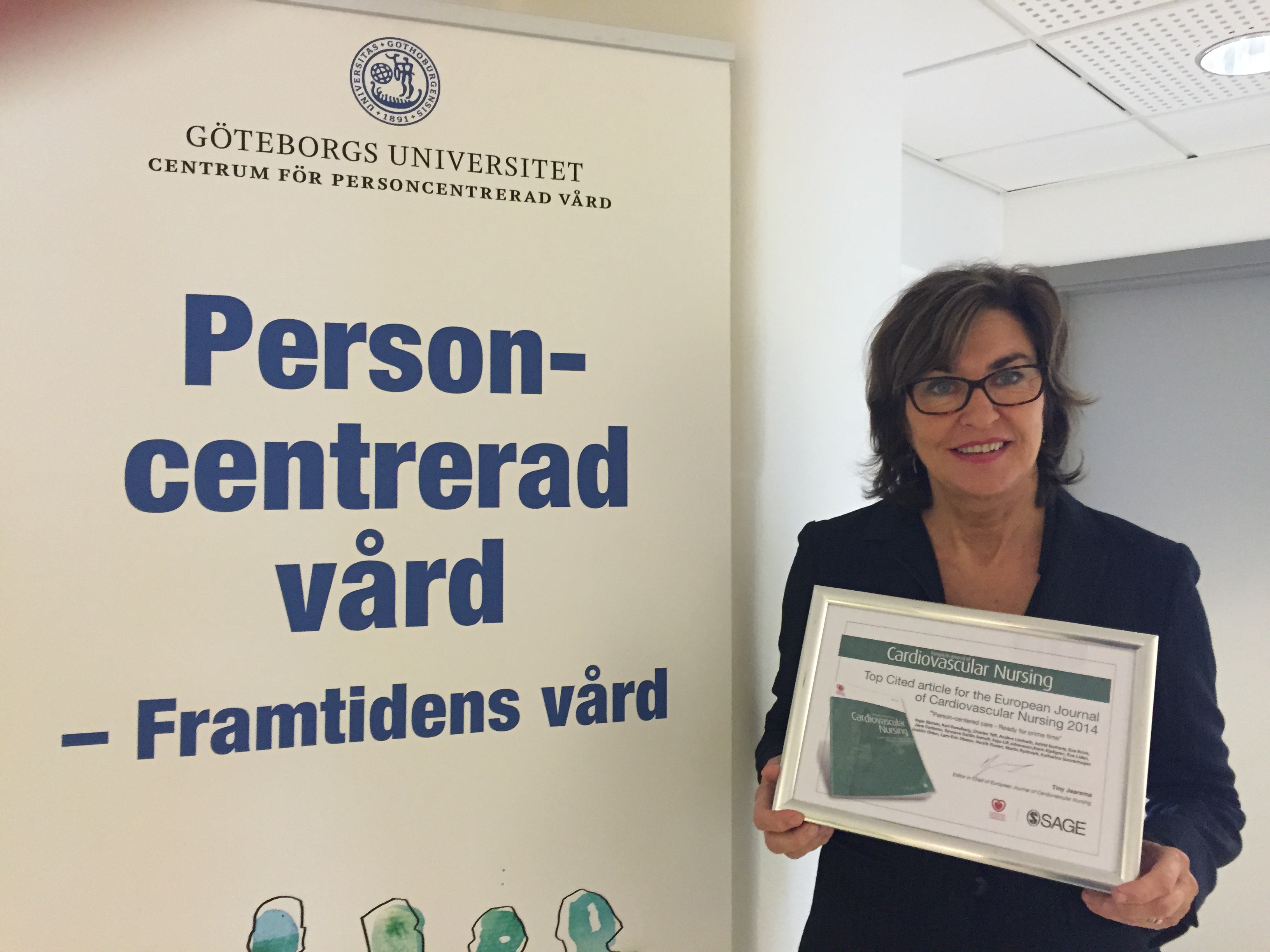 Inger Ekman with Prize for Best Cited Article 2014