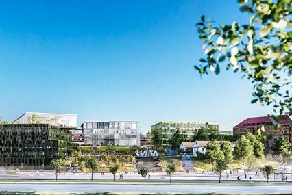 Förslag från Wingårdh arkitektkontor på hur campus näckrosen kan se ut.