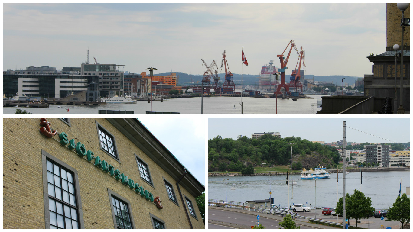 Collage-bild över Göteborgs hamn
