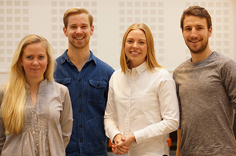 Bild på Victor Göthensten, Ebba Bergbom Wallin, Eike Bausback samt Maria Lundin