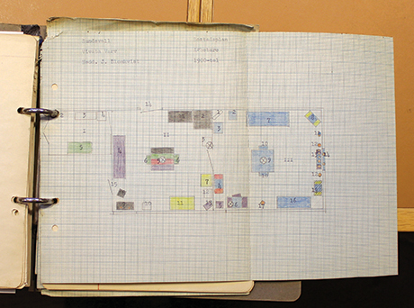 Funktionsstuderad planritning av arbetarbostad i Vivsta varv. Nordiska museets arkiv