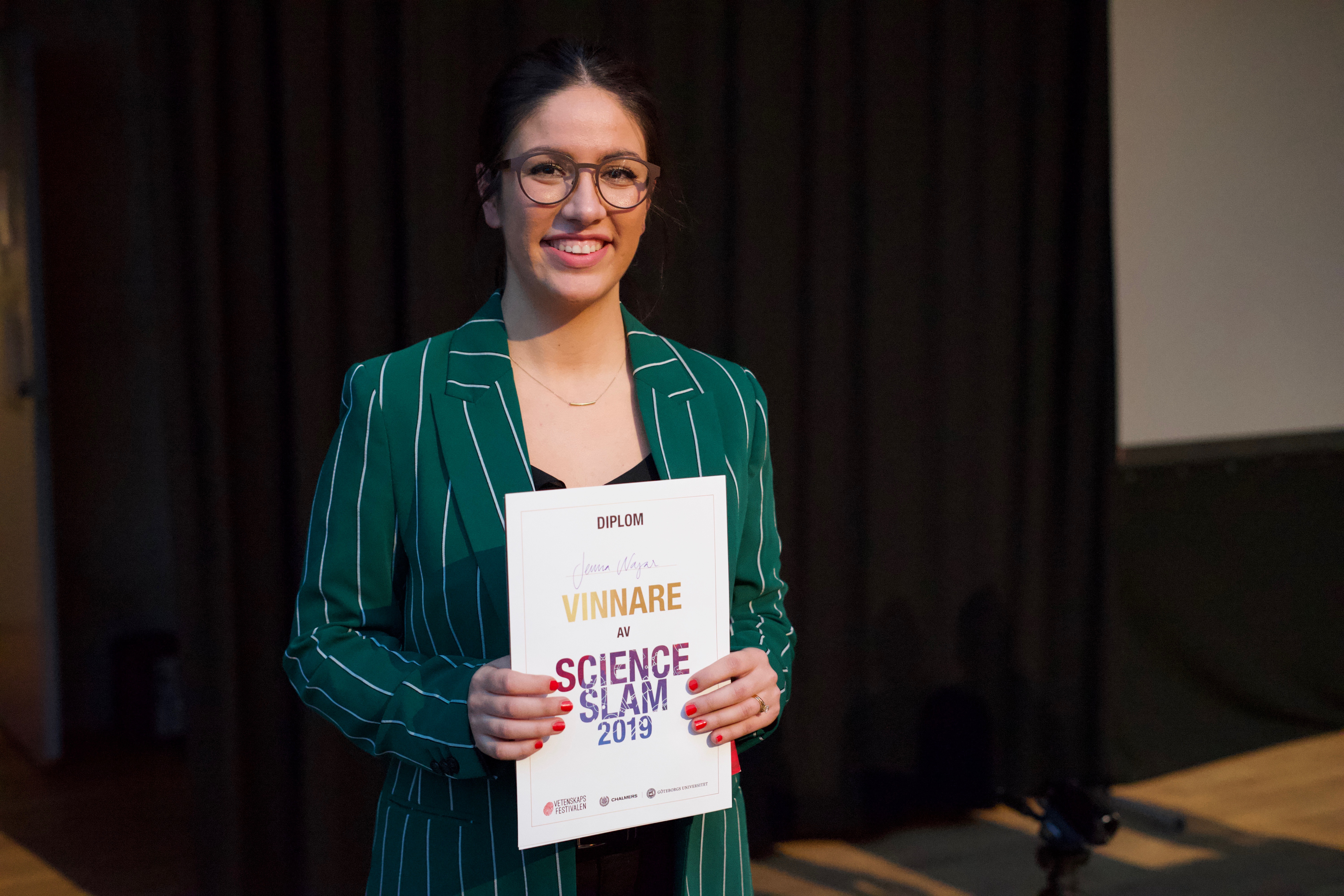 Jenna Najar, doktorand på AgeCap och vinnare av Science Slam på Vetenskapsfestivalen 2019.