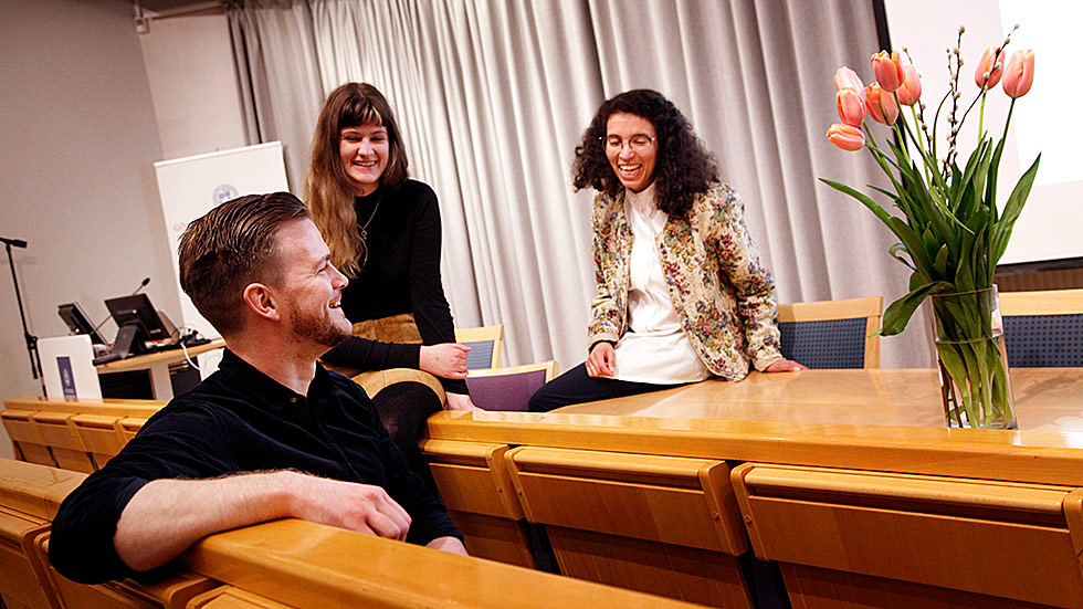 Mats, Fanny och Tineska på Språkkonsultprogrammets praktikkonferens.