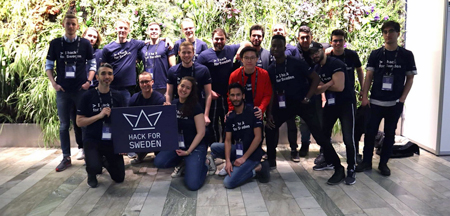 Studenterna från Software Engineering and Management som deltog på Hack for Sweden 2019. Foto: Hannah Maltkvist och Adelric Wong/Ctrl-Alt-Team