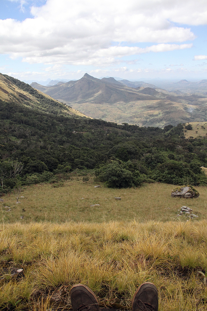 The landscape around Mount Namuli. Mountains are shown far away