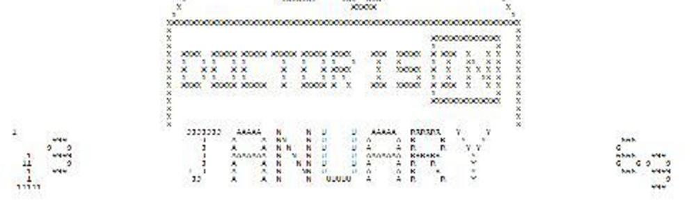 Snobben och en månadskalender visar exempel på ASCII-konst