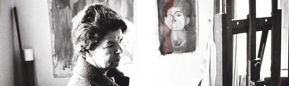 Karin Parrow i ateljén 1963