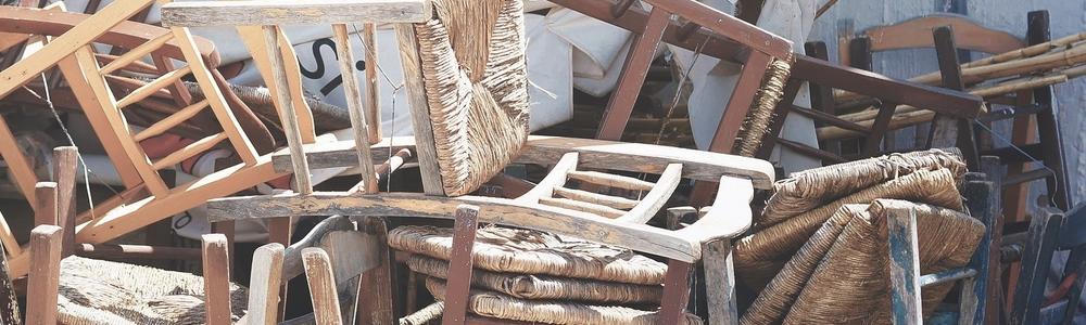 Old and worn chairs.