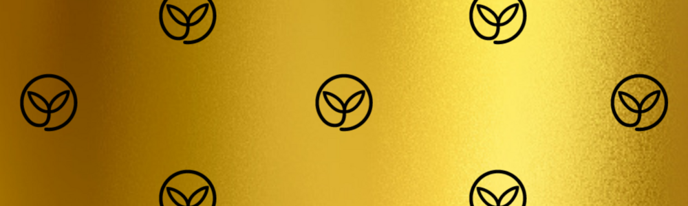 An illustration in gold with a sproud