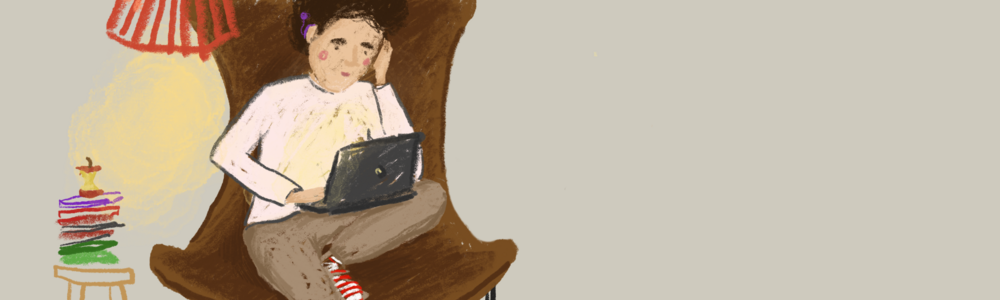 Illustration av pojke som läser i en fåtölj