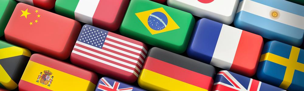 Flags depicted at a keyboard
