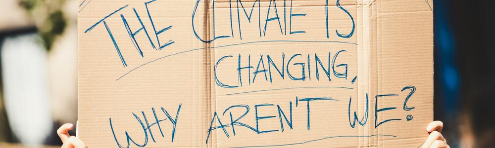 Plakat från demonstration: The climate is changeing, why aren't we?