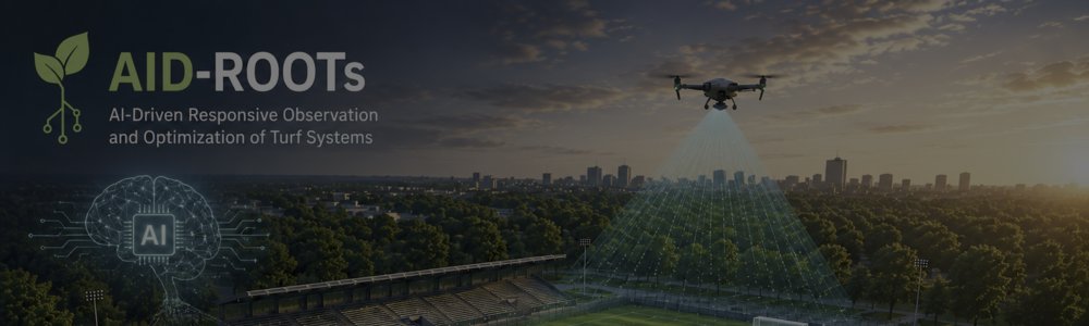 An AI-generated image of a drone over a soccer field.