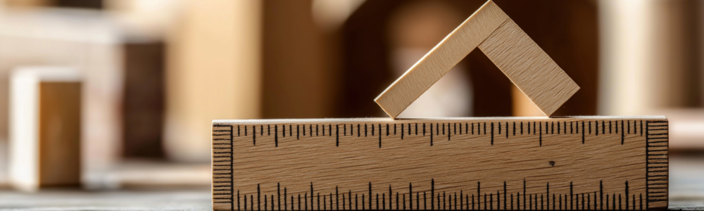 Träklossar och mätsticka