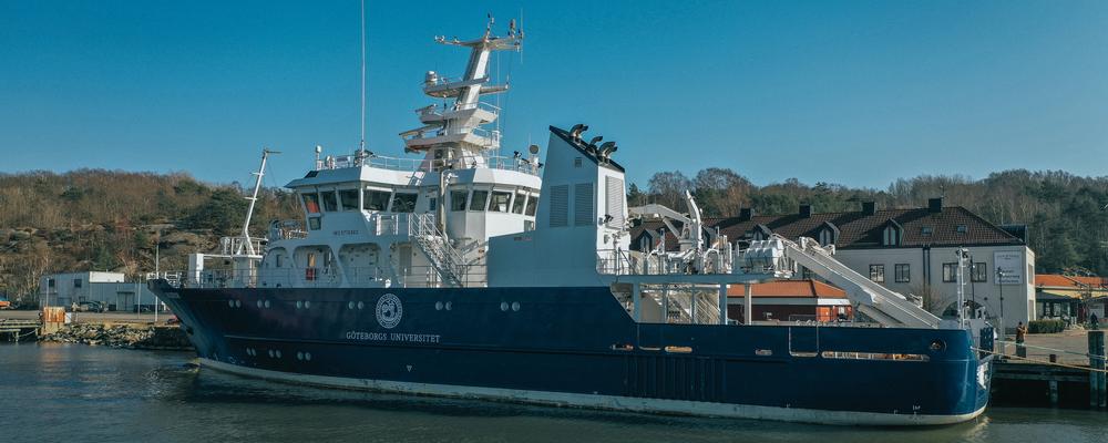 Nya forskningsfartyget Skagerak vid kaj på Nya Varvet i Göteborg