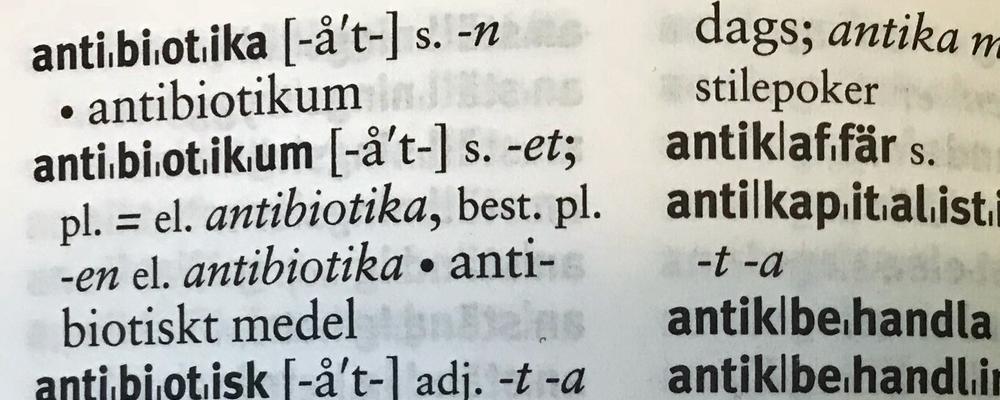 Antibiotika, ordet listat i Svenska Akademiens ordlista