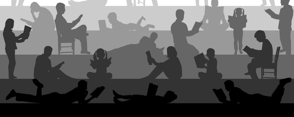 Grafisk bild på läsande barn