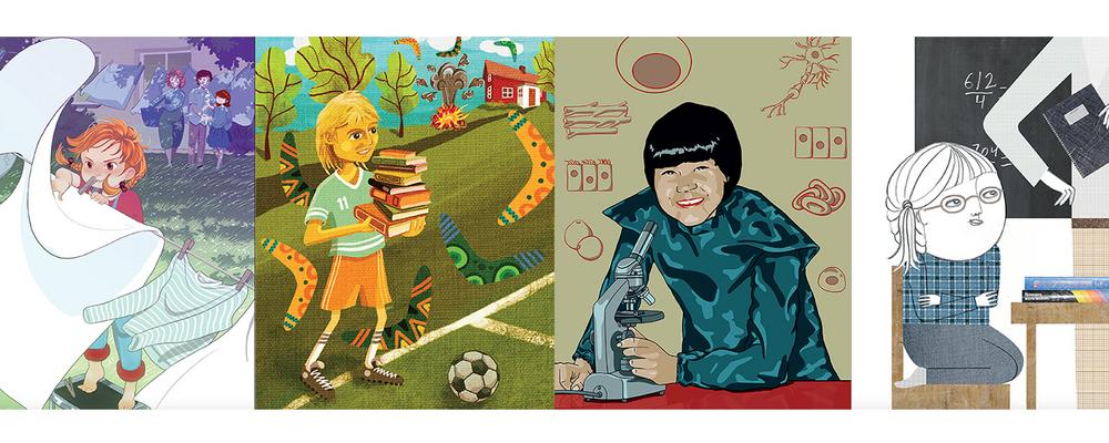 Illustrationer från boken Forskardrömmar: Berättelser för nyfikna barn