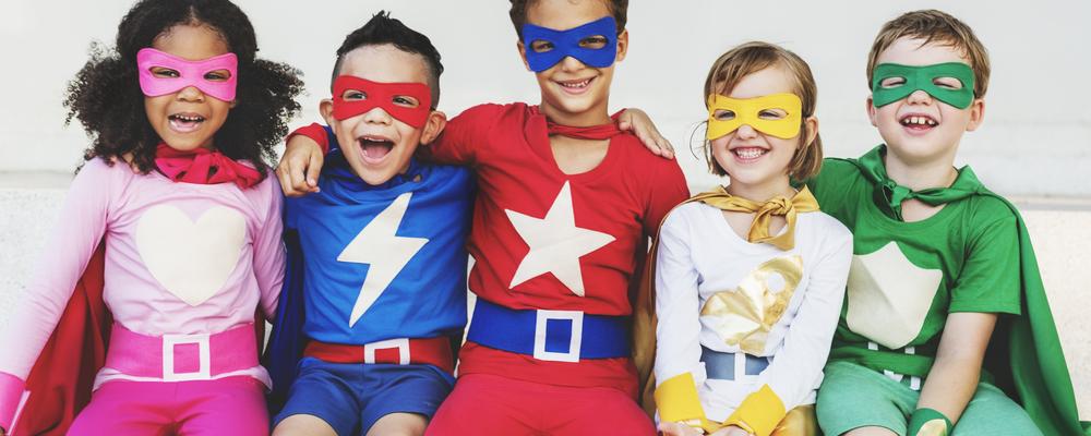 Children dressed as superheros
