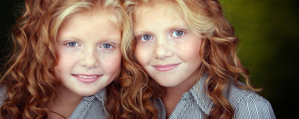 CLose up of two twin sisters