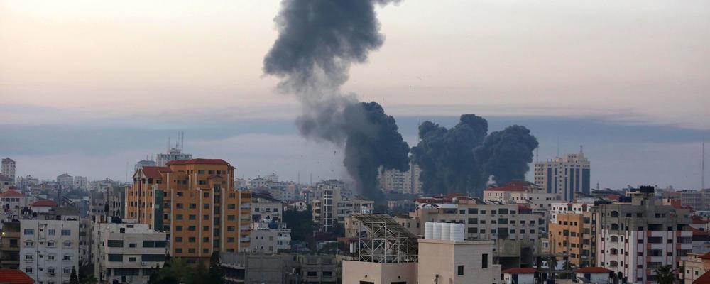 Smoke over buildings in Gaza