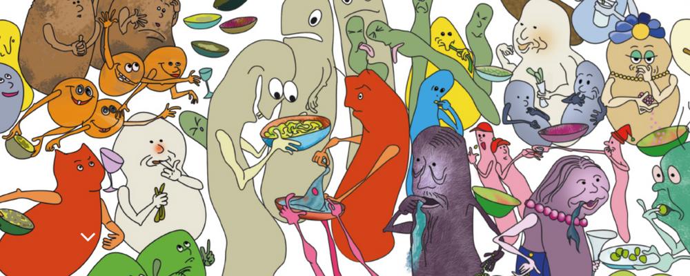 Illustration av tarmbakterier.