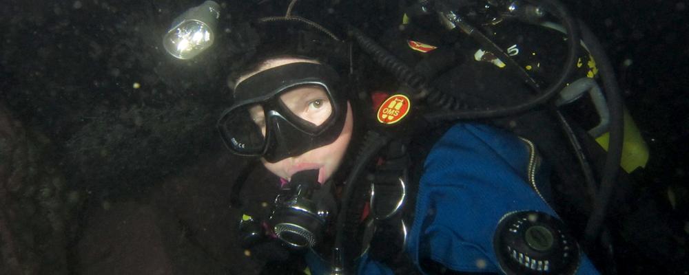Rhian Waller diving for cold water corals in Patagonia