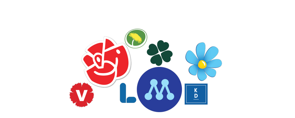 Logotyperna för de åtta riksdagspartierna