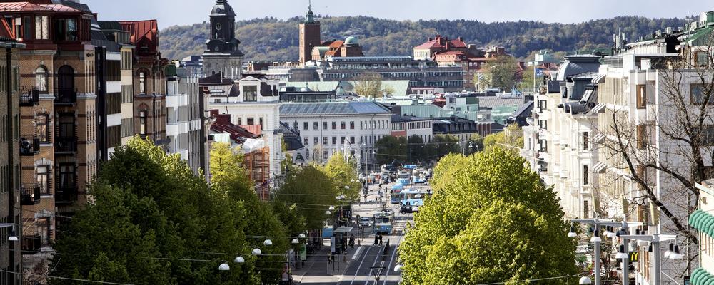 Foto över avenyn och innerstaden i Göteborg
