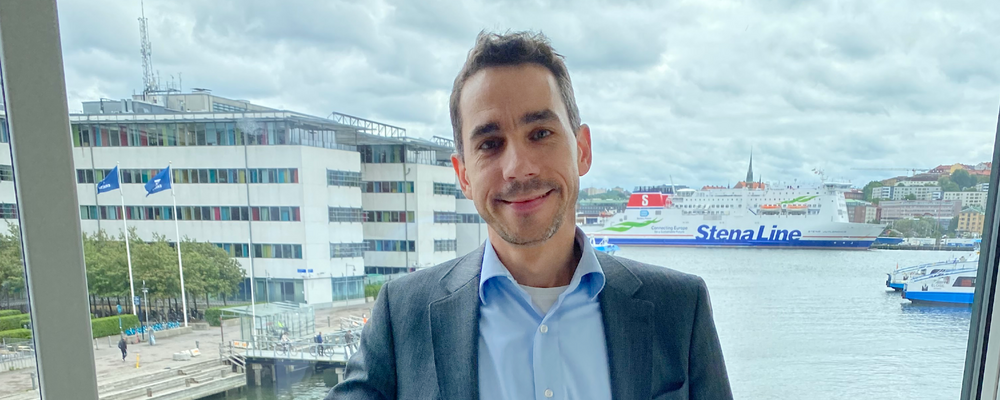 Professor Christian Berger with view over Göta Älv