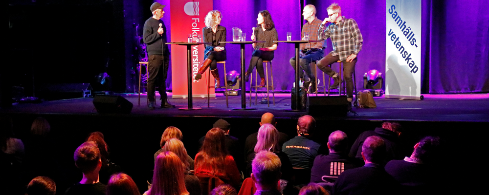 Samtal mellan fyra forskare med publik på Pusterviks scen