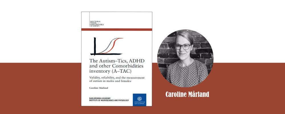 Caroline Mårland and thesis cover on A-TAC