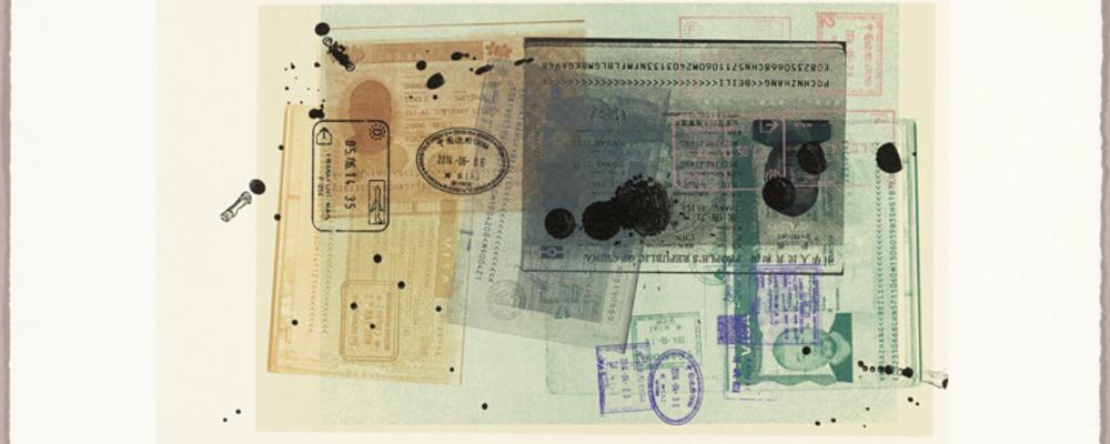 Abstract art composition using elements of a passport