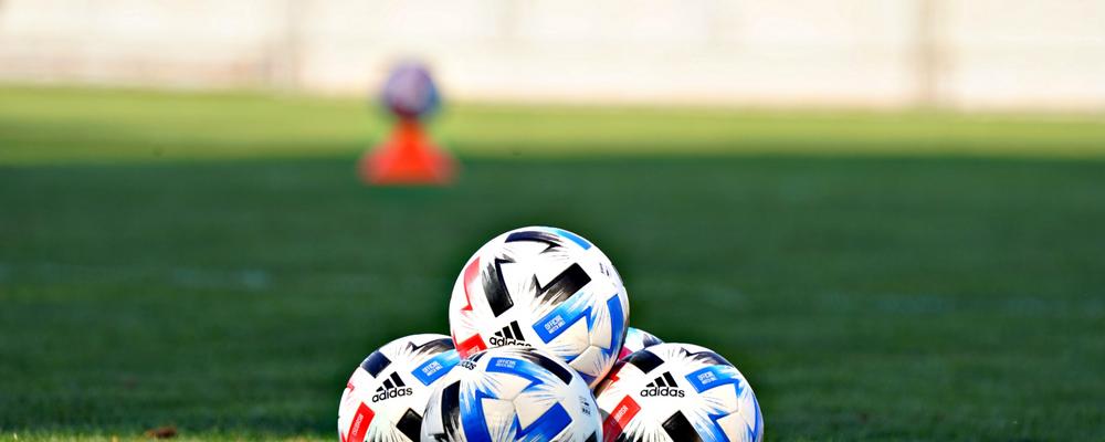 Fotbollar på gräsmatta