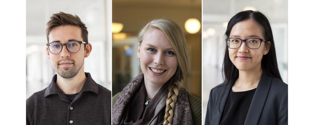 Portraits of three PhD students