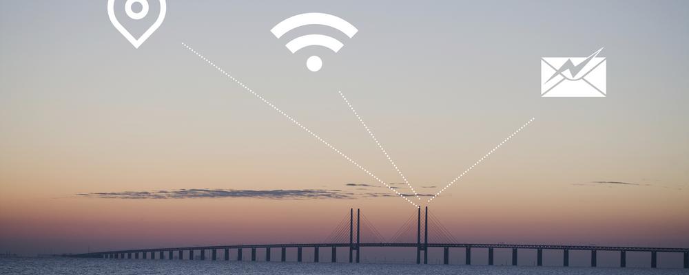 Bro med symboler för internet och mejl