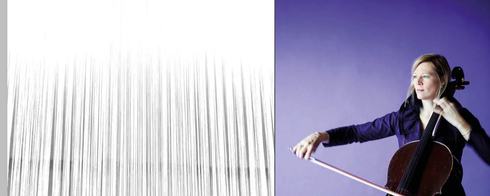 One person plays the cello. A large amount ot threads.