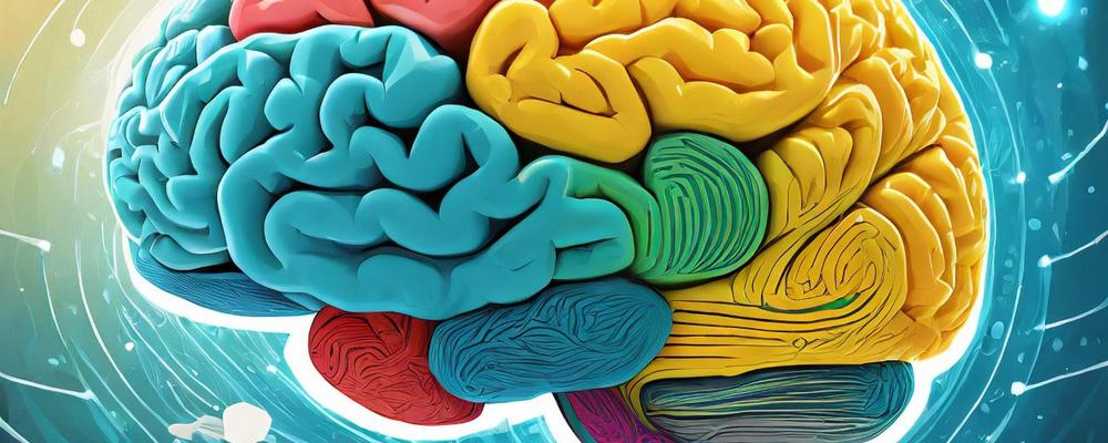 Colourful brain with speech bubbles