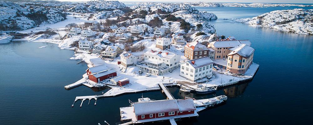 Aerial photo of a snowy Kristineberg, 2019