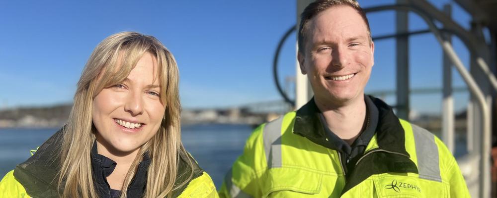 Sophia Hallberg och Rikard Karlsson ombord R/V Skagerak