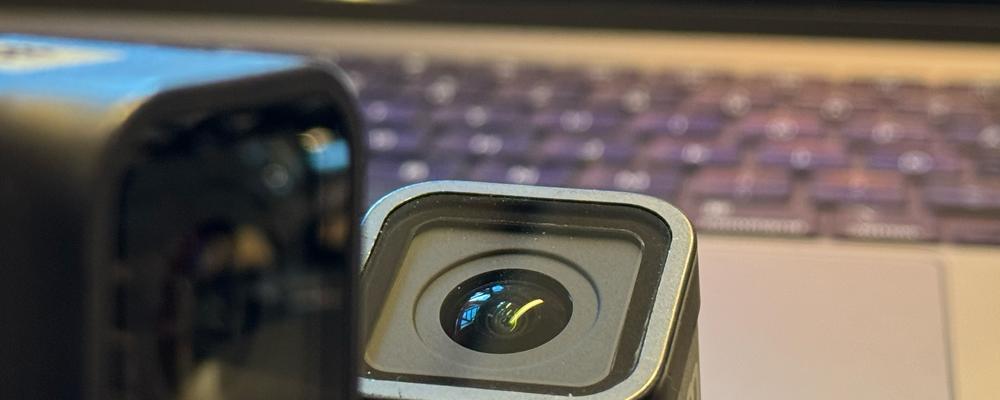 Camera by a computer keyboard