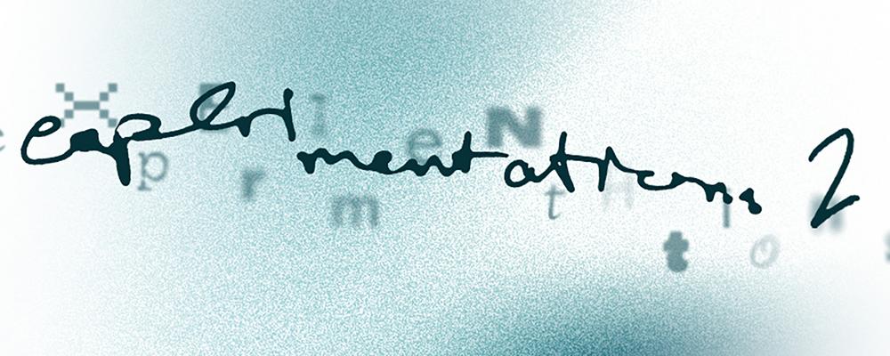 Texten experimentations 2 syns på en turkosprickig bakgrund