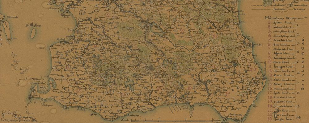 Kartbild över Skåne 1684