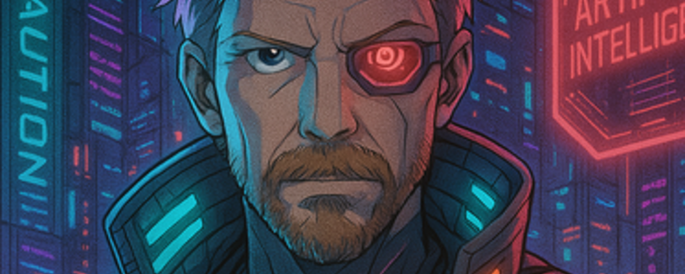 AI-genererad illustration av cyberpunkkille