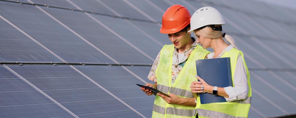 Elev och handledare på byggarbetsplats