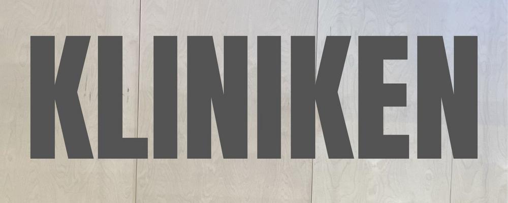 The word KLINIKEN in big letters